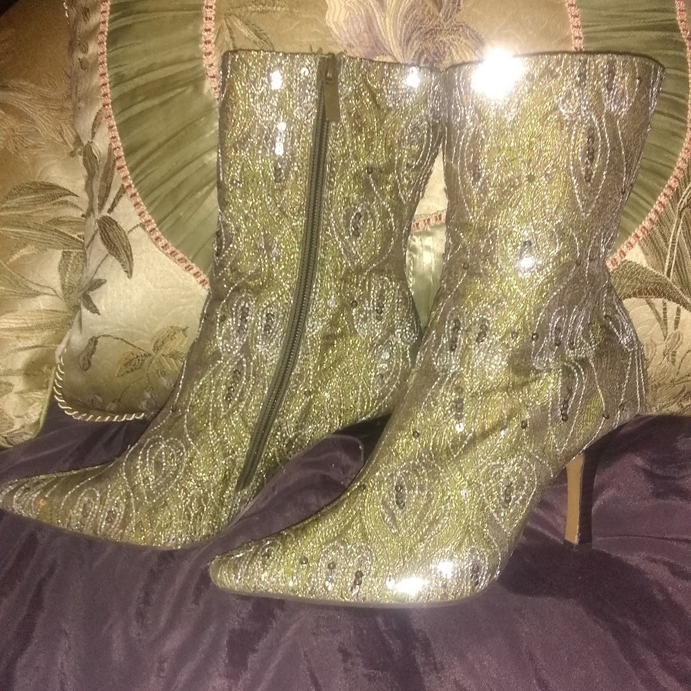 Green Sequined boots